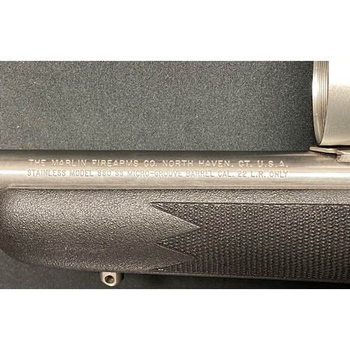 2289 - Marlin Model 880 Stainless Steel .22LR Cal Bolt Action Rifle Serial no 01252691. Fitted with a Moder... 