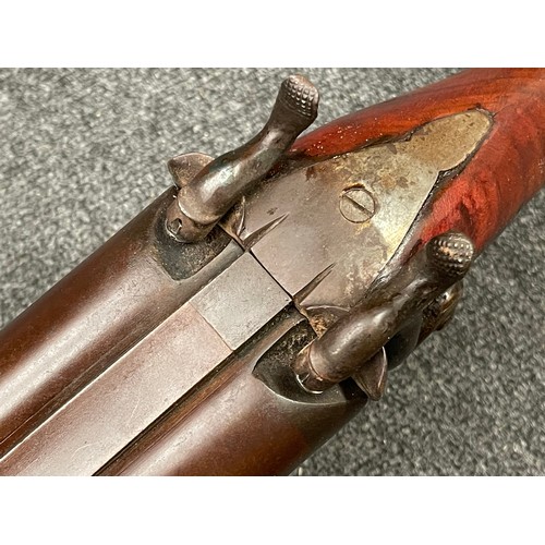 2304 - 6 Bore Percussion Cap double barrel side by side muzzle loading Punt Shotgun with 102cm long barrels... 