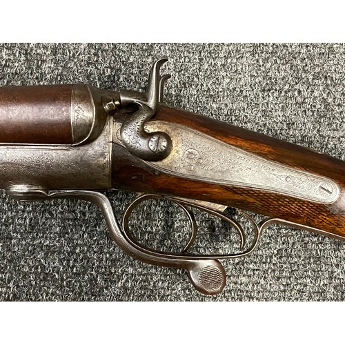 2305 - 12 Bore Double Barrel Hammer Shotgun by W Richards of Liverpool, serial number 25774. 764mm long bar... 