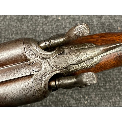 2306 - 12 Bore Hammer gun Side by Side Shotgun by J Manton, London with 755mm long barrels. No serial numbe... 