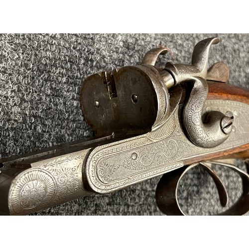 2306 - 12 Bore Hammer gun Side by Side Shotgun by J Manton, London with 755mm long barrels. No serial numbe... 