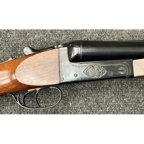 2308 - 10 Bore Zabala Model LP71 Side by Side Shotgun. Serial number 188752. 812mm long barrels. Overall le... 