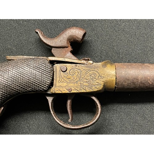 2311 - Percussion cap pistol, English Proof marks, 70mm long barrel, overall length 180mm. Bore approx. 11m... 