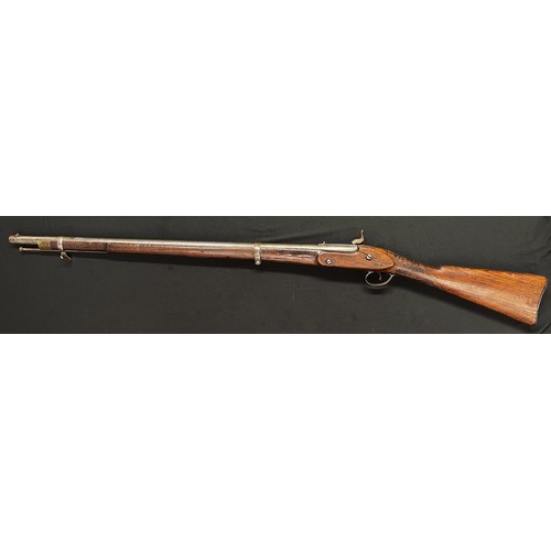 2312 - A percussion cap carbine with 800mm long barrel, bore approx. 16mm. Action holds at half cocked posi... 