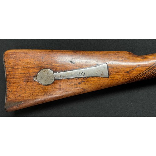 2312 - A percussion cap carbine with 800mm long barrel, bore approx. 16mm. Action holds at half cocked posi... 