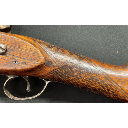 2312 - A percussion cap carbine with 800mm long barrel, bore approx. 16mm. Action holds at half cocked posi... 