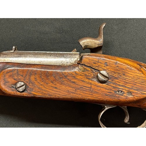 2312 - A percussion cap carbine with 800mm long barrel, bore approx. 16mm. Action holds at half cocked posi... 