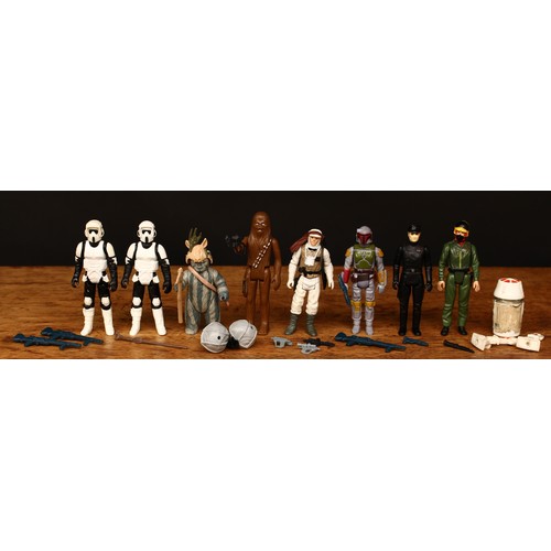 3318 - Star Wars 3¾ loose action figures, comprising two Biker Scouts, Teebo, Chewbacca, Luke Skywalker in ... 