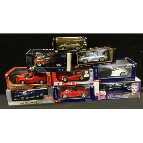 175 - Maisto Shelby Series 1, Porche 911 Carrera 4S; Hot wheels Fxx Evoluzione; a Muscle machines car; Jam... 