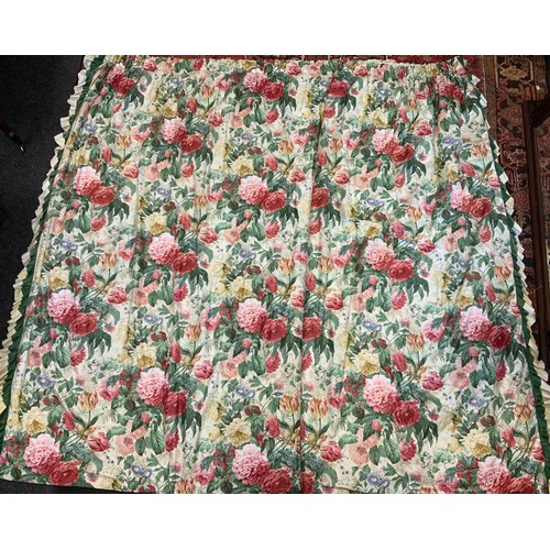 224 - A pair of Sanderson interlined floral curtains, 210cm length x 192cm width.