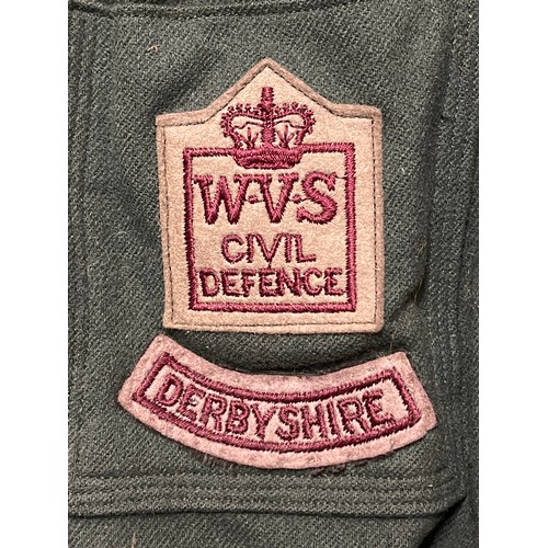 2214 - Post War 1950's W.V.S Civil Defence green wool uniform dress by Jonell, Derbyshire, size 16; Plus a ... 