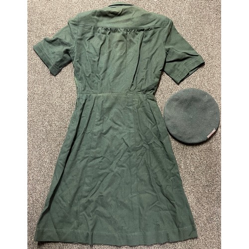 2214 - Post War 1950's W.V.S Civil Defence green wool uniform dress by Jonell, Derbyshire, size 16; Plus a ... 