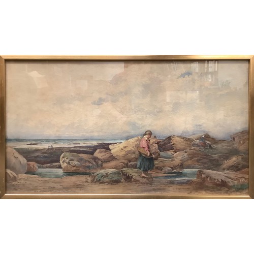 387 - John Rock Jones (British c1836-c1898)
Rock Pooling
signed, dated 1888, watercolour, 47.5cm x 86cm