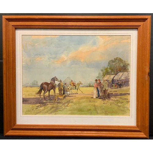 399A - Michael Crawley 
Gypsy Life, A Day at the Races
signed, watercolour, 32cm x 43cm