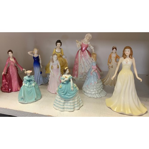 82 - Coalport figures - Madam Butterfly No3269, Cleopatra No8023, Evening Ball No0647;  Leonardo Collecti... 