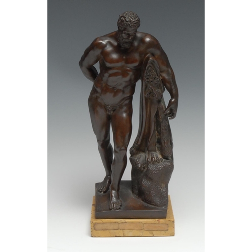 673 - Italian Grand Tour School (late 18th/early 19th century), a brown-patinated bronze, The Farnese Herc... 