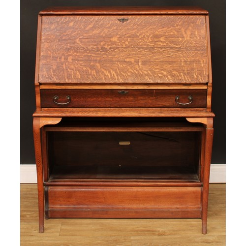 2 - A Globe Wernicke barrister's bureau, fall front enclosing small drawers and pigeonholes above a long... 