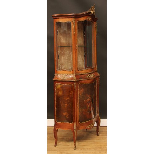 5 - A Louis XV Revival gilt metal mounted Vernis Martin style vitrine, 187cm high, 80cm wide, 36cm deep