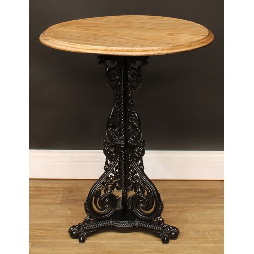 101 - An Aesthetic Movement cast iron framed orangery table, possibly Coalbrookdale, later top, 72.5cm hig... 