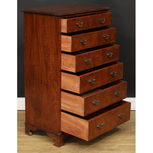 117 - A George III style walnut veneer chest, of six long drawers, bracket feet, 101.5cm high, 61cm wide, ... 