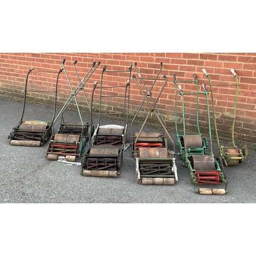 629 - A collection of ten vintage roller lawnmowers (10)