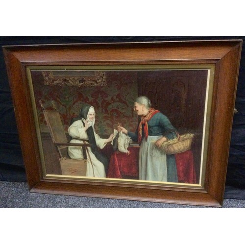 62 - Advertising - Pears, A farmer presenting game birds to a nun, Chromolithograph, 44cm x 64cm