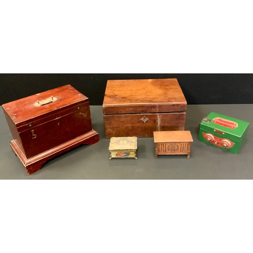 110 - A 19th century mahogany work box, c.1860;  another, oriental;  etc