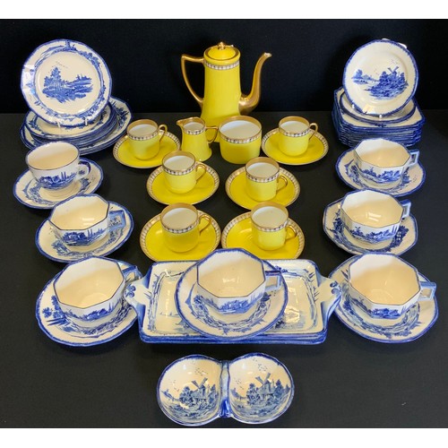 118 - A Royal Doulton Norfolk pattern tea set;  yellow coffee set