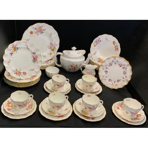 238 - A Royal Crown Derby Posies pattern dinner and tea set, for six inc teapot, dinner plates, side plate... 