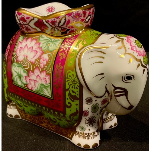 34 - A Royal Crown Derby paperweight, Rani Mother Elephant, a Govier's of Sidmouth signature pre-release ... 