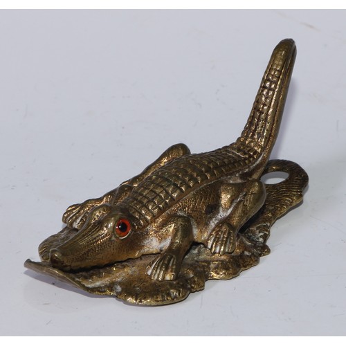 37 - A Victorian gilt bronze novelty letter clip, as a crocodile, 12.5cm long, Rd.No. 115899