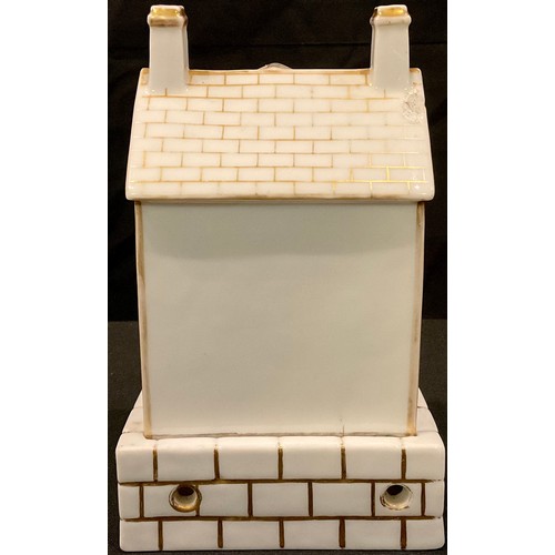 50 - A 19th century French porcelain pastille burner modelled as a boarding house, Pension De Jeunes Demo... 