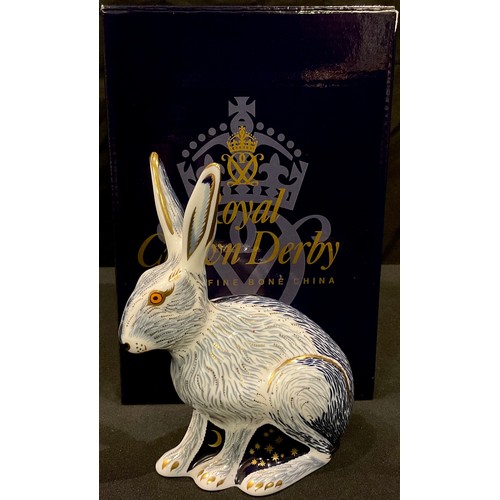 74 - A Royal Crown Derby paperweight, Starlight Hare, Collectors Guild Exclusive, gold stopper, boxed