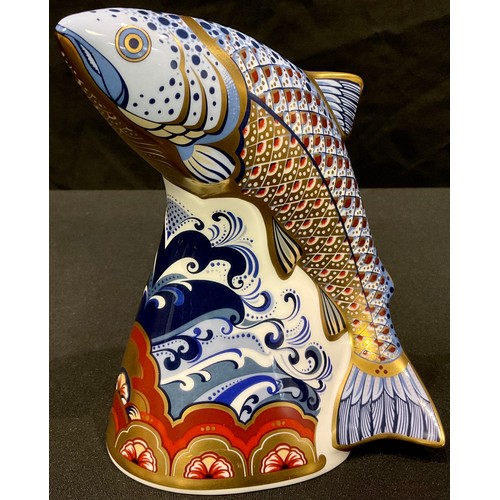 88 - A Royal Crown Derby paperweight, Leaping Salmon, Sinclairs exclusive commission, limited edition Jun... 