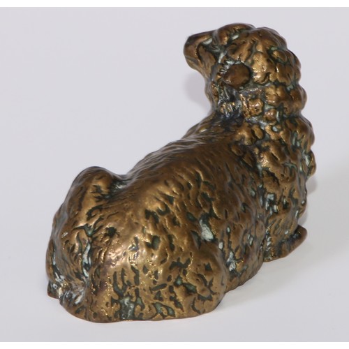 123 - English School (19th century), a bronze, of a recumbent sheep, 8.5cm long