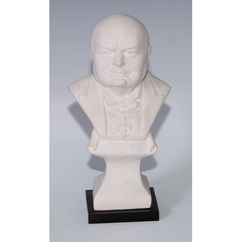 161 - Sir Winston Churchill - a plaster portrait bust, 21cm high; others (3)