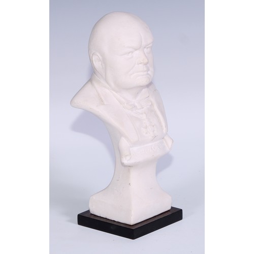 161 - Sir Winston Churchill - a plaster portrait bust, 21cm high; others (3)