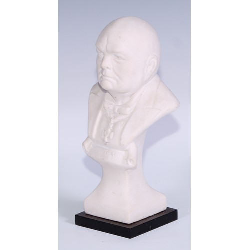 161 - Sir Winston Churchill - a plaster portrait bust, 21cm high; others (3)