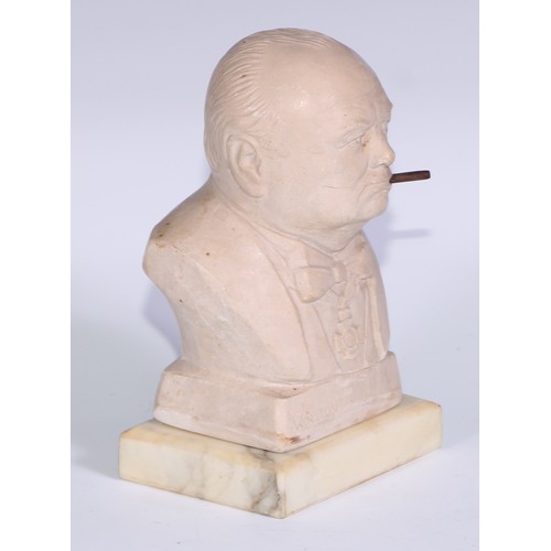 161 - Sir Winston Churchill - a plaster portrait bust, 21cm high; others (3)