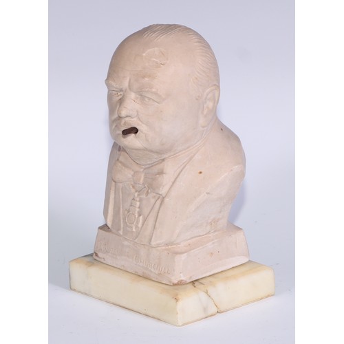 161 - Sir Winston Churchill - a plaster portrait bust, 21cm high; others (3)