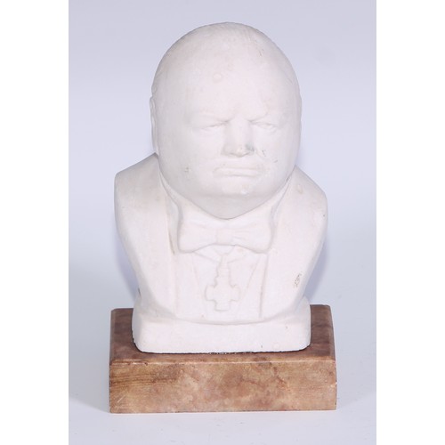 161 - Sir Winston Churchill - a plaster portrait bust, 21cm high; others (3)