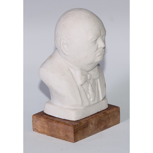 161 - Sir Winston Churchill - a plaster portrait bust, 21cm high; others (3)