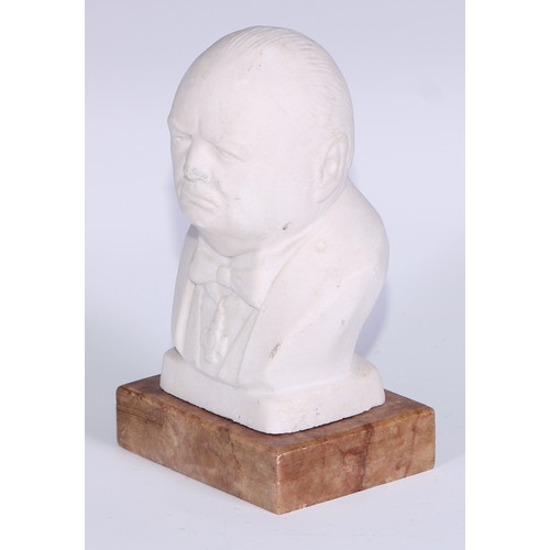 161 - Sir Winston Churchill - a plaster portrait bust, 21cm high; others (3)