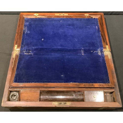 225 - A Victorian brass mounted rosewood writing box, 50.5cm wide