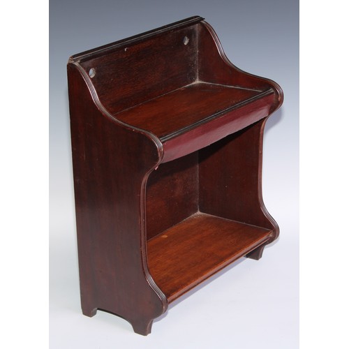 243 - A 19th century mahogany wall hanging book shelf, reeded borders, 42.5cm high, 34cm wide