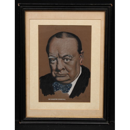 323 - Sir Winston Churchill - Donald Marriott, Portrait of Sir Winston Churchill, watercolour and gouache,... 