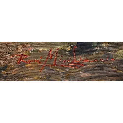 330 - Rene Migliaccio
Courtyard
signed, oil on canvas, paper exhibition label to verso, 49cm x 70cm