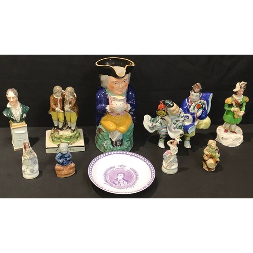 374 - A Chinese figure group; a Staffordshire Toby jug; a Staffordshire Prince Albert saucer; a Staffordsh... 