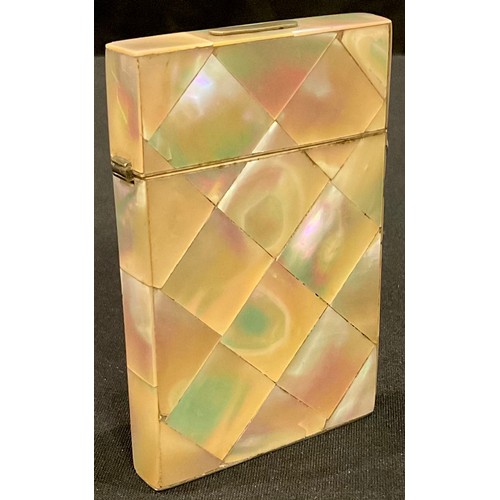 398 - A Victorian mother of pearl rectangular visiting card case, c.1870