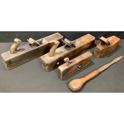 432 - Woodworking Tools - a carpenter's large hand plane, impressed D Kimberley & Sons, Warranted; another... 